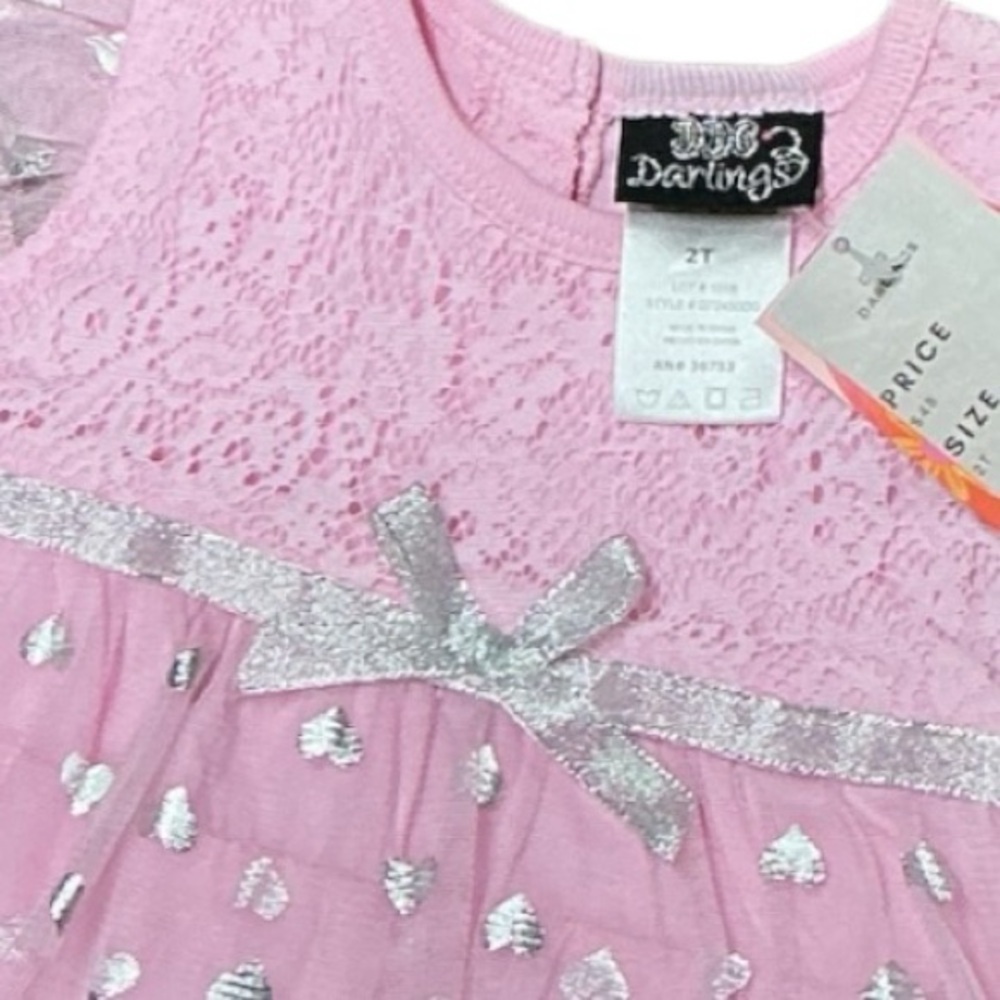 DDG Darlings - NWT - Pink Heart Lace Dress for Kids - Picture 2 of 3